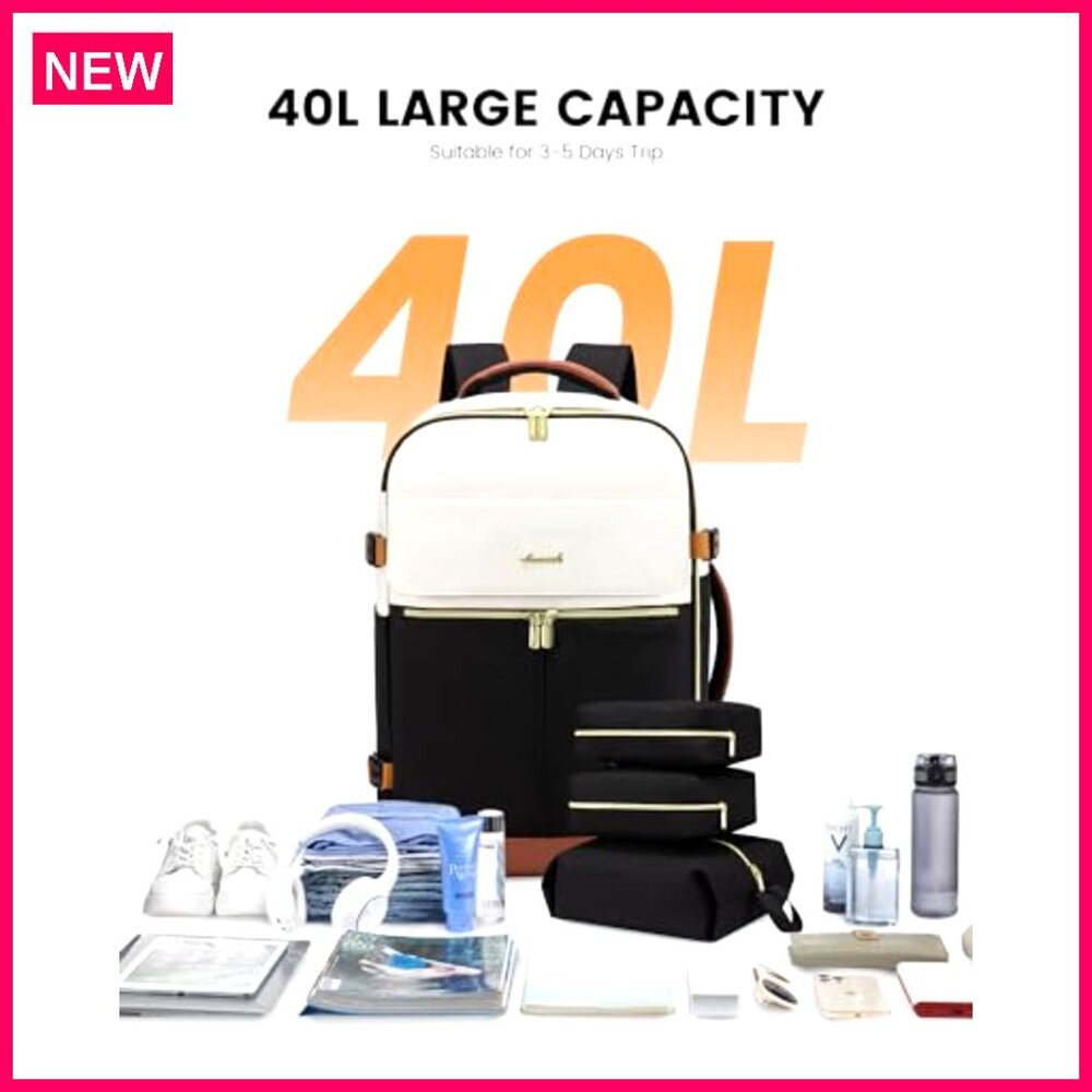 Large 40L Travel Backpack with Laptop Compartment, TSA Approved, Water Resistant - Picture 6 of 7